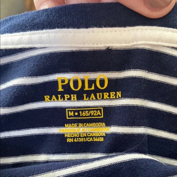 Polo Ralph Lauren Navy and White Striped Shirt Women's Medium - Picture 2 of 11